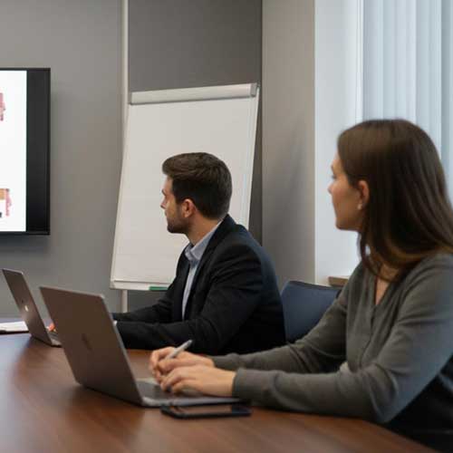 Salle de formation avec étudiants 